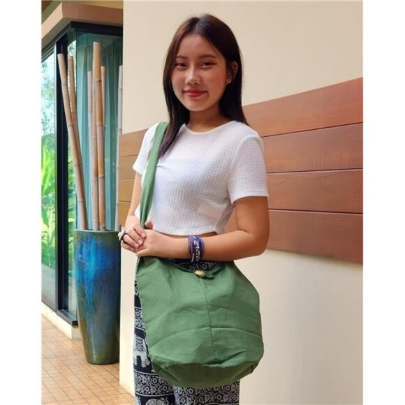 Cotton Sling Crossbody Messenger Bag Shlouder Purse - Picture 2 of 5